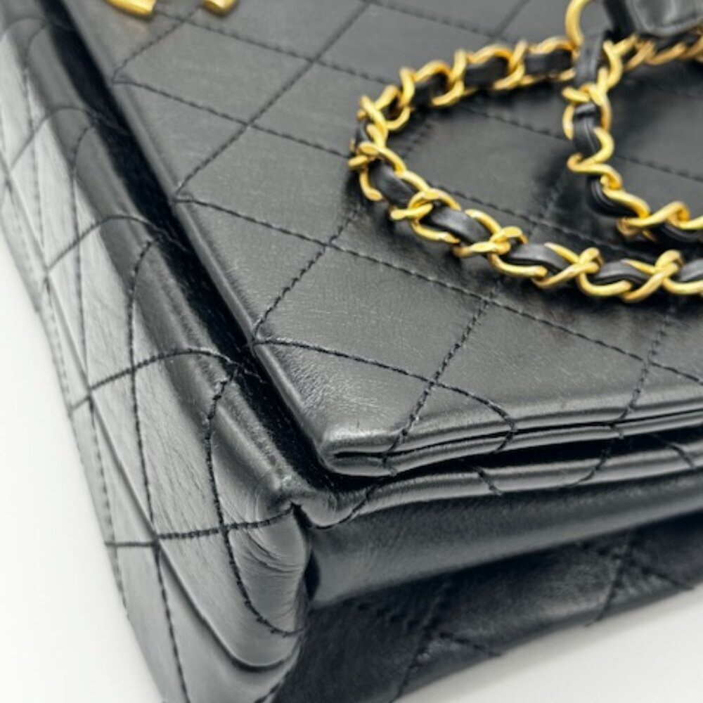 Chanel Chain Stitched Calfskin Flap Bag Medium Black Shoulder bag - Picture 7 of 17